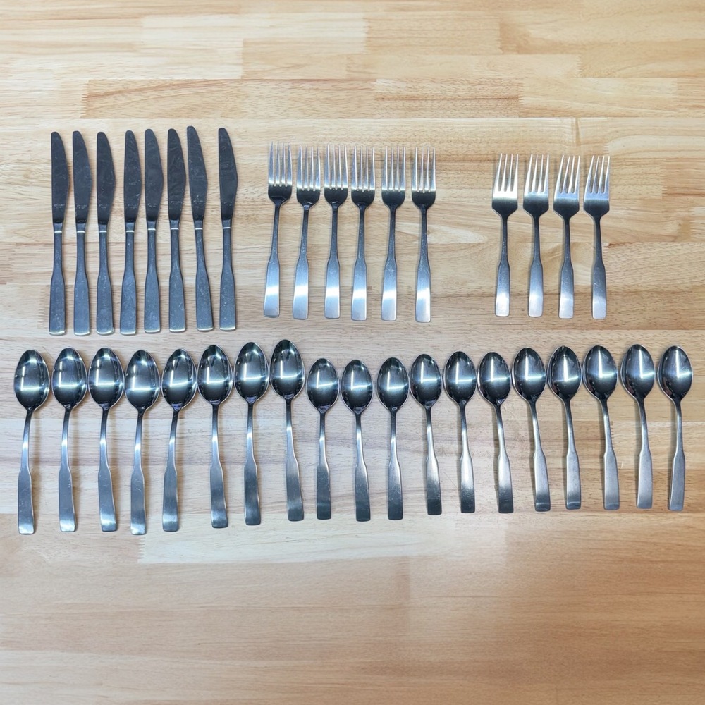 Hanford Forge Monmouth Stainless Flatware 37 Pc Set Korea Modern Minimal